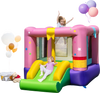 Bouncy castle with jumping area and slide, made of durable 420D oxford cloth, perfect for kids' outdoor fun.