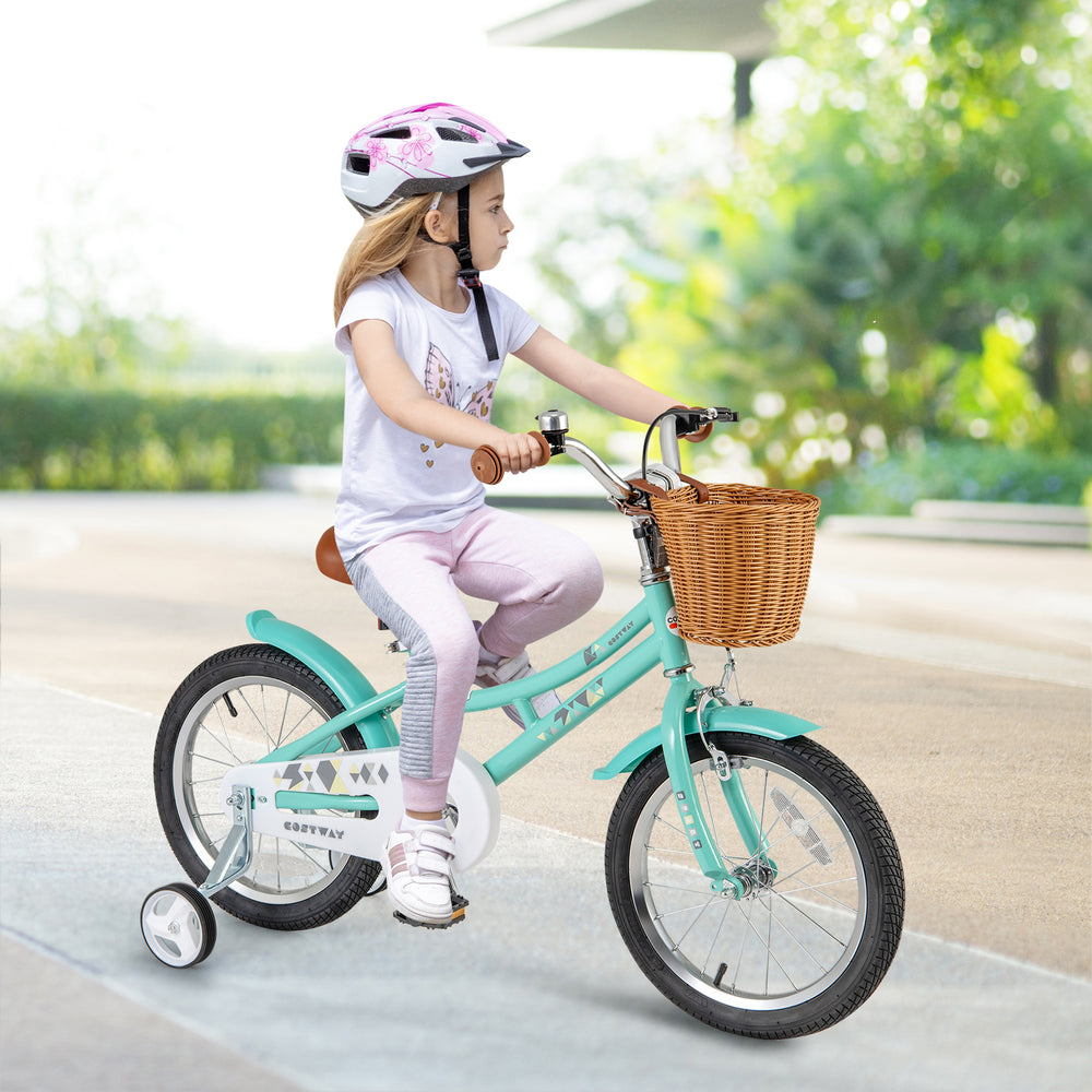 16 Inch Kids Bike Bicycle with Training Wheels and 2 Brake System Ages 4-7 Years Old-16 inches - Gallery View 1 of 10