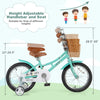 16-inch kids bike with adjustable handlebar and seat, training wheels, and dual brake system for ages 4-7.