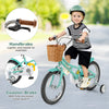16-inch kids bike with training wheels, handbrake, coaster brake, and basket for ages 4-7, ideal for safe riding.