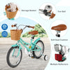 16-inch kids bike with training wheels, fun bell, storage basket, and soft seat cushion for ages 4-7 years old.