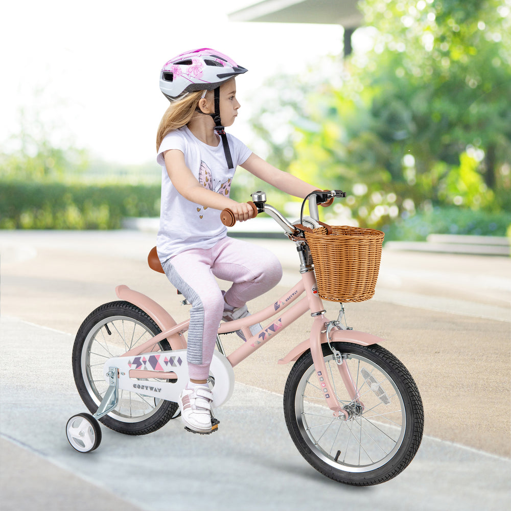 16 Inch Kids Bike Retro Bicycle with Adjustable Height and Basket for Ages 4-7 Years Old-16 inches - Gallery View 1 of 10