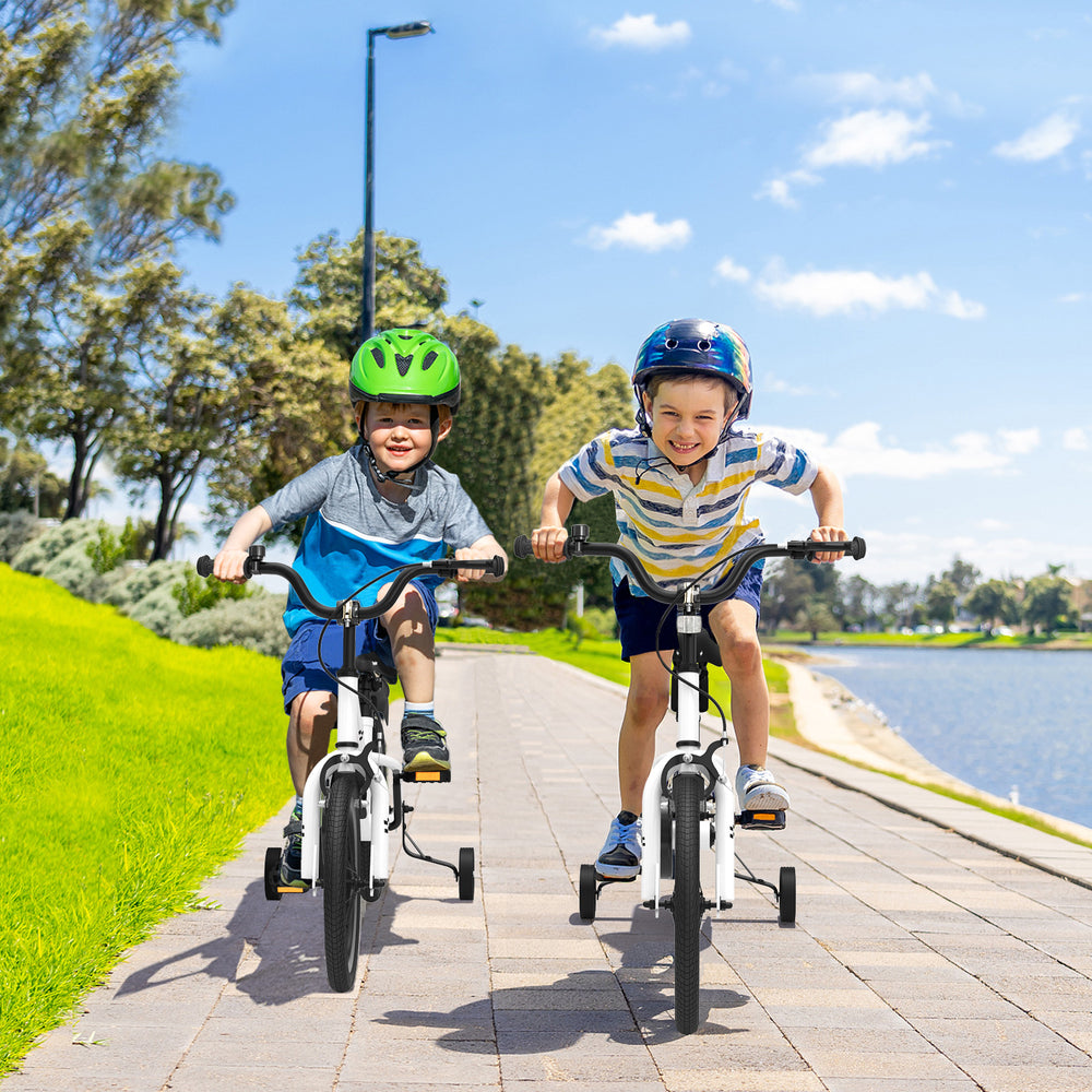 16 Inch Kids Bike with Removable Training Wheels-Black & White - Gallery View 1 of 10