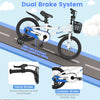16-inch kids bike in white with removable training wheels, featuring a dual brake system and enclosed chain guard for.