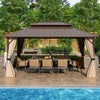 16 x 12 FT hardtop gazebo with waterproof roof and mesh sidewalls, perfect for outdoor patio gatherings and protection.