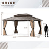 16 x 12 FT hardtop gazebo with waterproof roof and mesh sidewalls, perfect for outdoor patio and backyard gatherings.