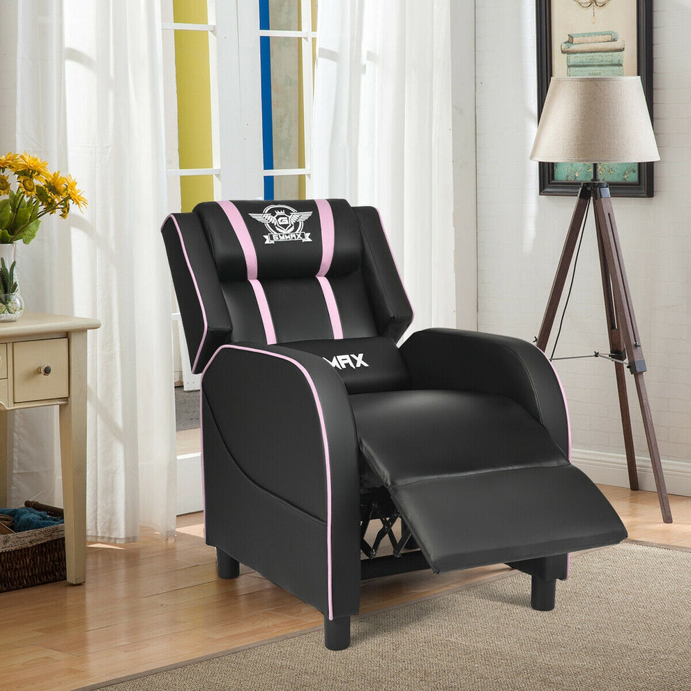 Massage Racing Gaming Single Recliner Chair-Pink - Gallery View 1 of 13