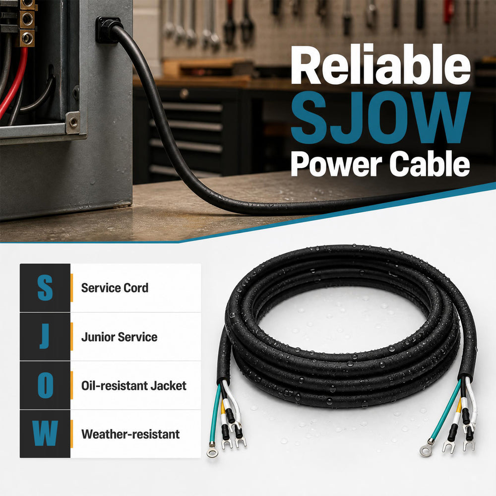 19 FT SJOW 16 AWG power cable with 4 copper conductors, designed for outdoor durability and reliable HVAC connections.