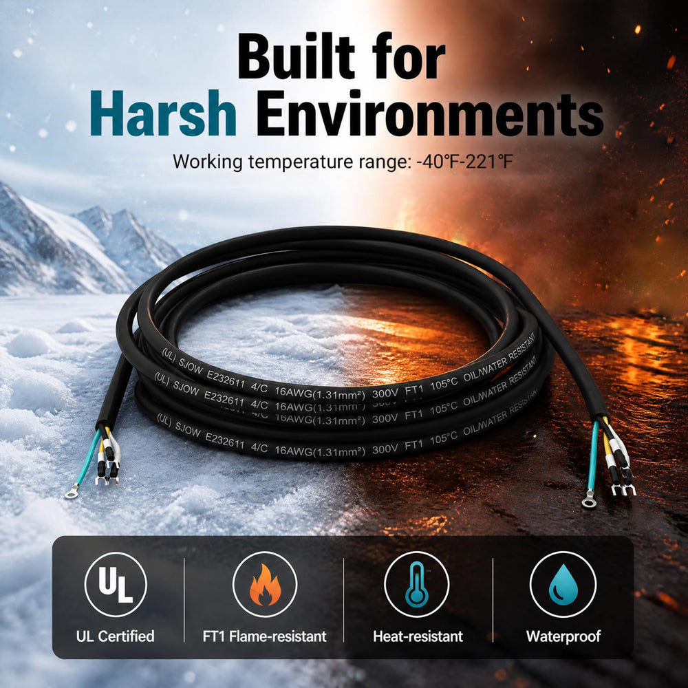 19 FT 16 AWG 4 conductor mini split AC communication wire with UL certification, flame resistance, and waterproof insulation.