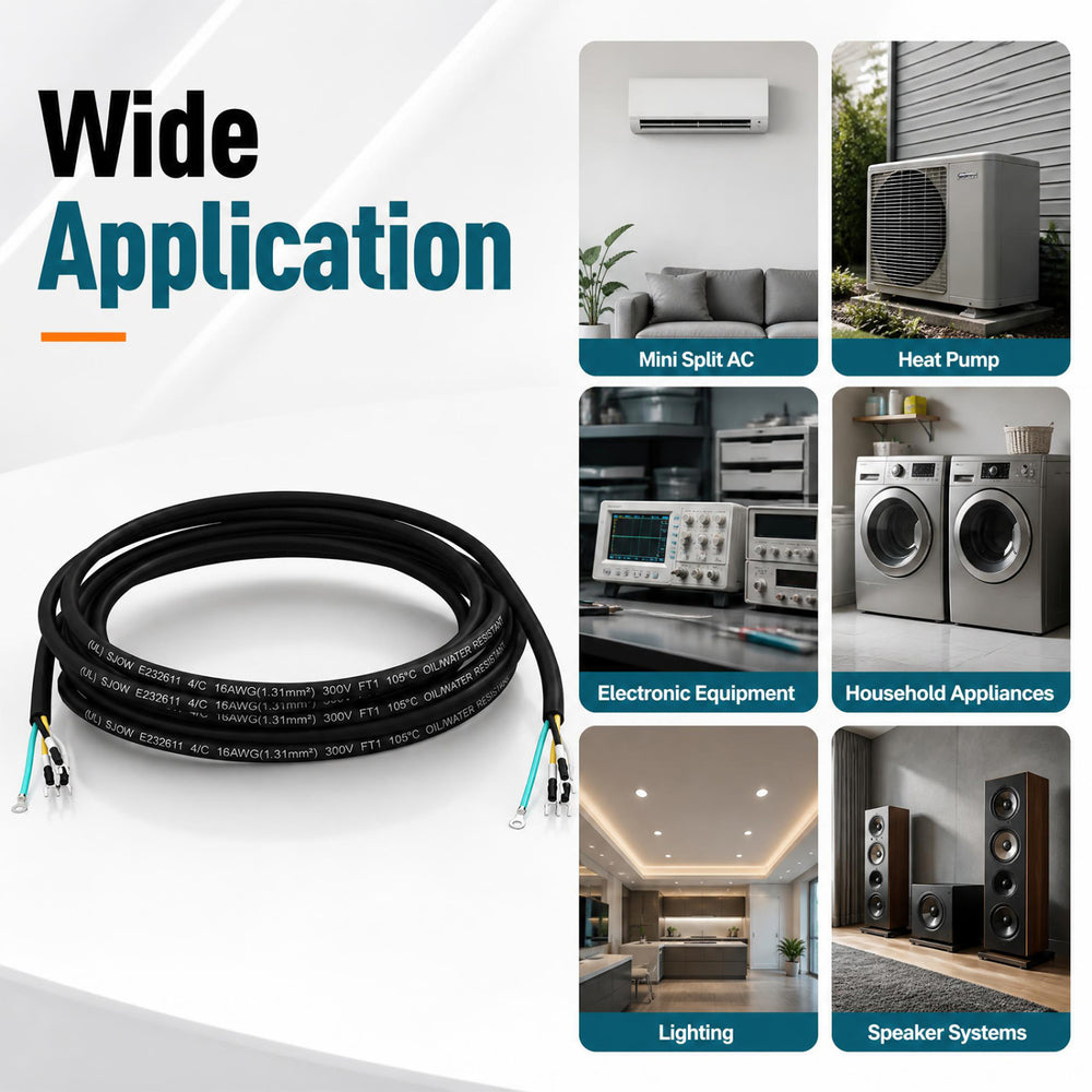 19 FT 16 AWG 4 conductor mini split AC communication wire with durable PVC insulation for HVAC and lighting applications.