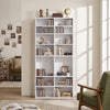 16 Compartment CD Storage Unit 54" Freestanding Open Display Shelf with 12 Removable Shelves-White - Gallery View 1 of 10