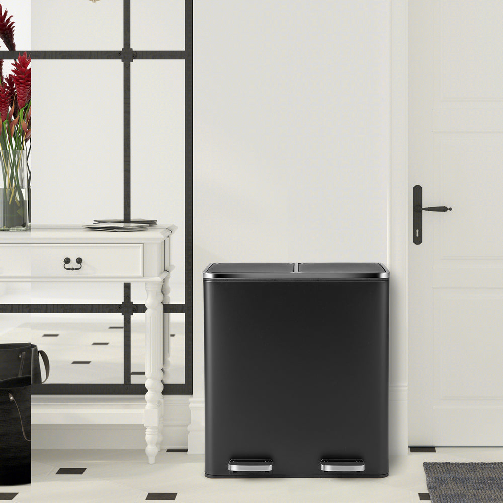 16 Gallon Dual Step Trash Can-Black - Gallery View 1 of 10