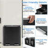 16-gallon dual step trash can in black with stainless steel handles for easy movement and independent pedal operation.