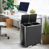 Dual step trash can in black with two separate buckets for efficient garbage sorting, ideal for home or office use.
