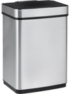 16-gallon stainless steel trash can with infrared motion sensor and dual compartments for efficient waste sorting.