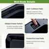 Close-up of the hidden power switch on the 16-gallon infrared motion sensor trash can for easy operation.