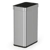 16-gallon silver trash can with wing lids, touchless sensor, and anti-fingerprint finish for efficient waste management.
