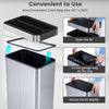 16-gallon silver trash can with wing lids, featuring a touchless sensor and anti-fingerprint layer for kitchen use.