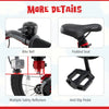 Close-up of the padded seat, anti-slip pedal, bike bell, and safety reflectors on the 16-inch kids bike for ages 4-7.