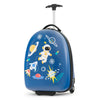 Blue 16-inch kids carry-on luggage with astronaut design, hard shell, wheels, and dual compartments for easy travel.