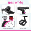 Close-up of the padded seat, bike bell, and anti-slip pedal on a 16-inch LED lighted kids bike for ages 4-7.