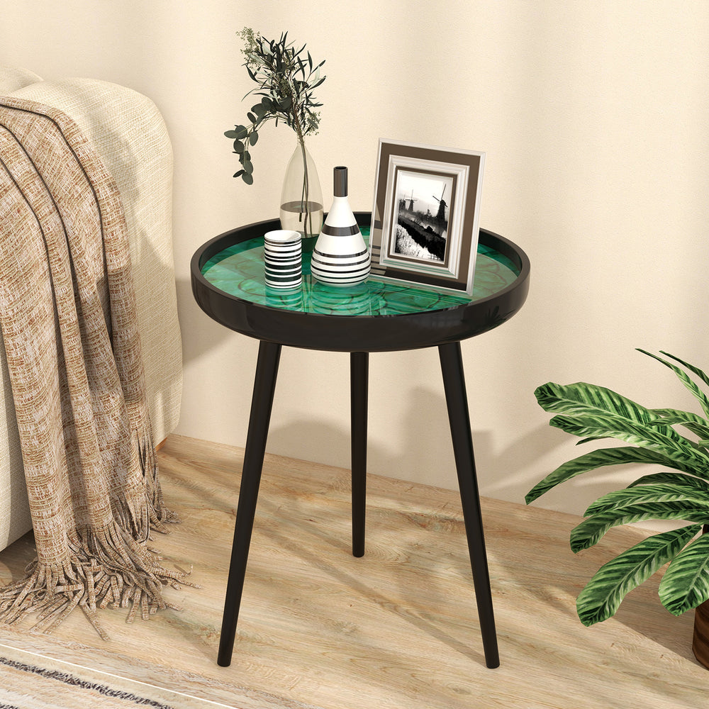 16 Inch Mid-century Modern Coffee End Table with Sea Shell Decoration-Green - Gallery View 1 of 10
