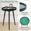 Mid-century modern coffee end table with a 16-inch sea shell tabletop and sturdy mahogany legs, perfect for decor.