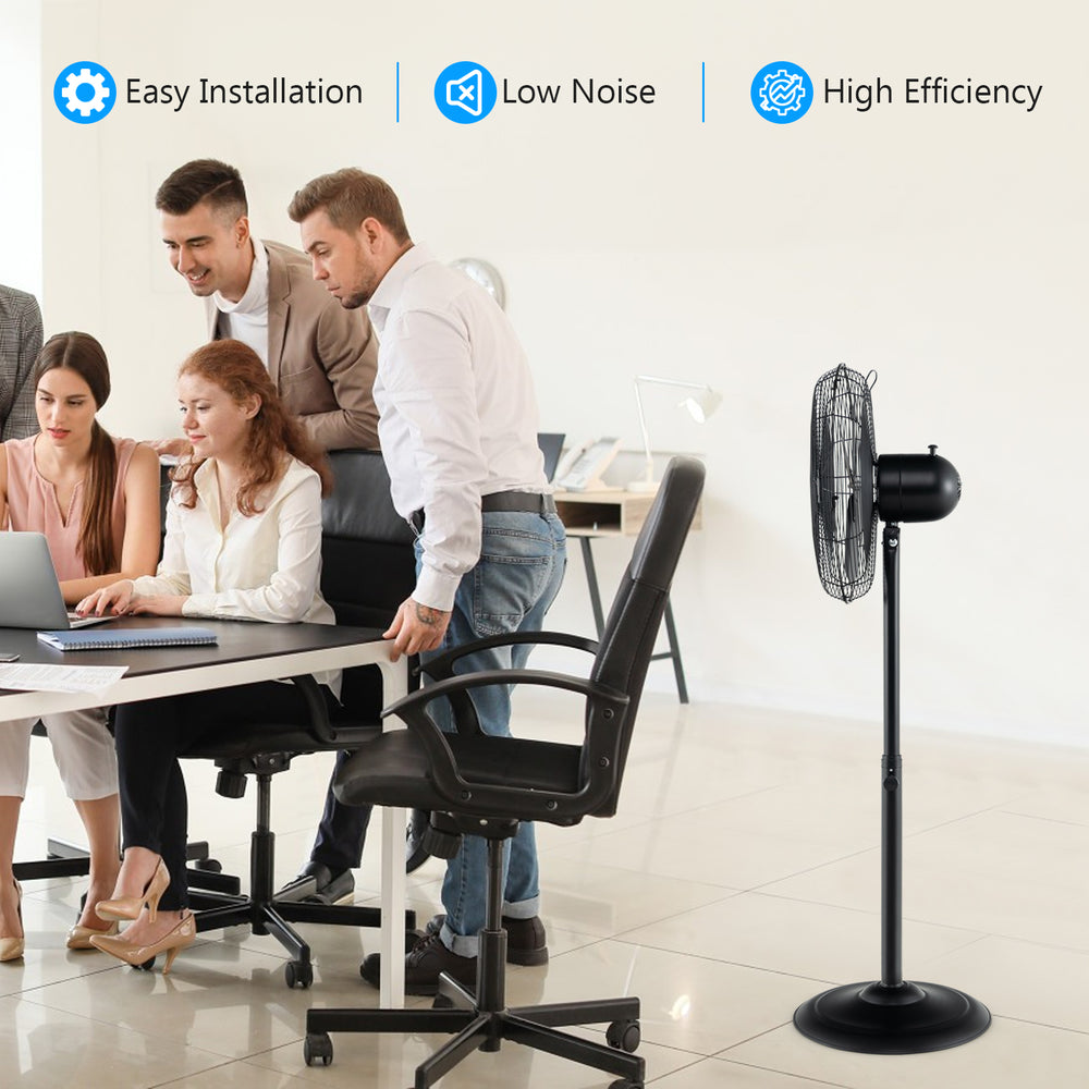 16 Inch Pedestal Standing Fan Oscillating Pedestal Fan with 3 Speeds and Adjustable Height-Black - Gallery View 1 of 10