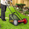 16 Inch Push Lawn Mower with 5 Steel Blades and Grass Catcher Bag-Red - Gallery View 1 of 10