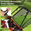 Close-up of the 6.6-gallon removable grass catcher bag for the 16-inch push lawn mower, featuring convenient sling tie.