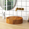 Teak wood washbasin with smooth finish and rounded corners, perfect for kitchens and bathrooms.