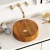 Teak wood washbasin with smooth finish, rounded corners, and bottom drainage hole, perfect for kitchens and bathrooms.