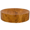 16-inch teak wood washbasin with smooth finish and rounded corners, ideal for kitchens and bathrooms.