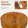 16-inch teak wood washbasin with smooth finish, rounded corners, and bottom drainage hole for easy cleaning.