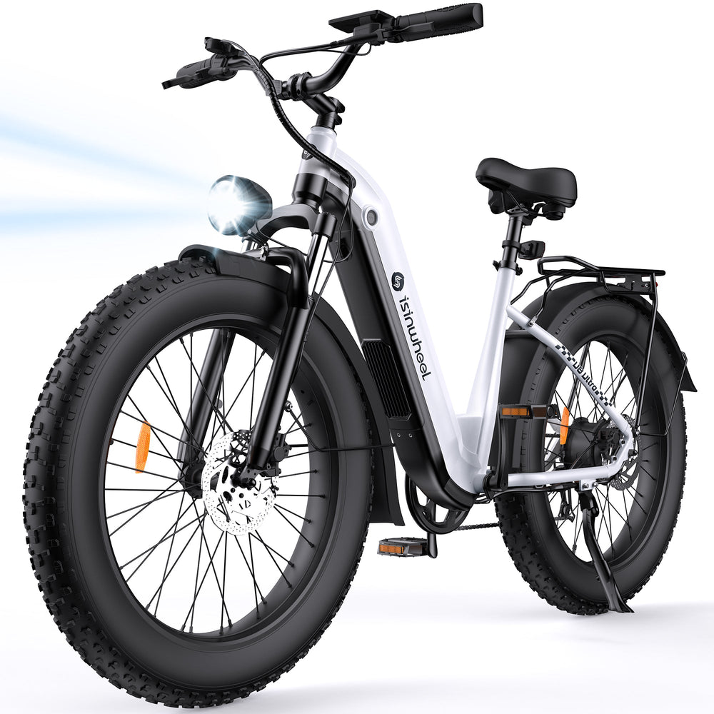isinwheel U8 Ultra Electric Bike for Adults - White (Angle)