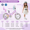 12-inch girls bike with doll seat, adjustable handlebar, and removable training wheels for kids aged 3-4 years.