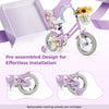 12-inch girls bike in purple with doll seat, streamers, and removable training wheels for kids aged 3-4 years.