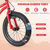 Close-up of a 16-inch kids bike tire featuring anti-slip, shock-absorbing rubber for safe riding.