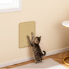 Cat scratching on a 16 x 12 inch sisal mat, designed to protect walls and furniture while satisfying scratching.