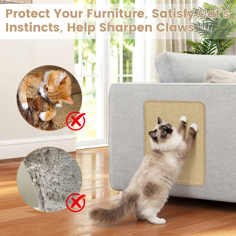 Cat scratching mat set featuring 6 natural sisal pieces for furniture protection and claw sharpening, ideal for various.