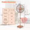 16-inch oscillating pedestal fan in copper with adjustable height, 3 speeds, and 75° oscillation for effective cooling.