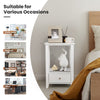 White 2-tier nightstand with storage drawer, sturdy MDF frame, suitable for bedroom or living room organization.
