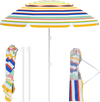 Colorful 6.5 feet beach umbrella with UPF50+ sun protection, featuring a push button tilt and compact carrying bag for.
