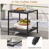 2-tier coffee table with tempered glass top and adjustable foot pads, perfect for outdoor patio storage and style.