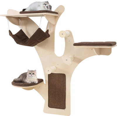 Costway Wall-Mounted Cat Tower Shelves Perch 69237330 New