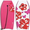 Lightweight bodyboard with pink hibiscus design, EPS core, and leash for safe outdoor surfing adventures.