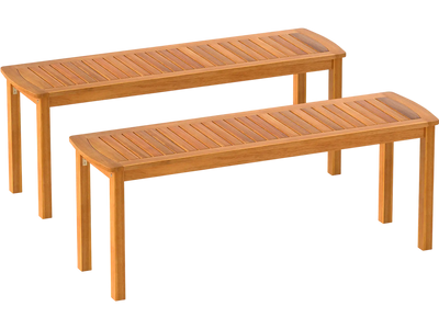 Costway Set of 2 Acacia Wood Outdoor Garden Benches Slatted Seat 74263415 New