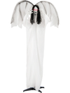 6.6 Feet Halloween Animatronic Standing Angel with Sound-Activated Light-up Eyes and Flapping Wings