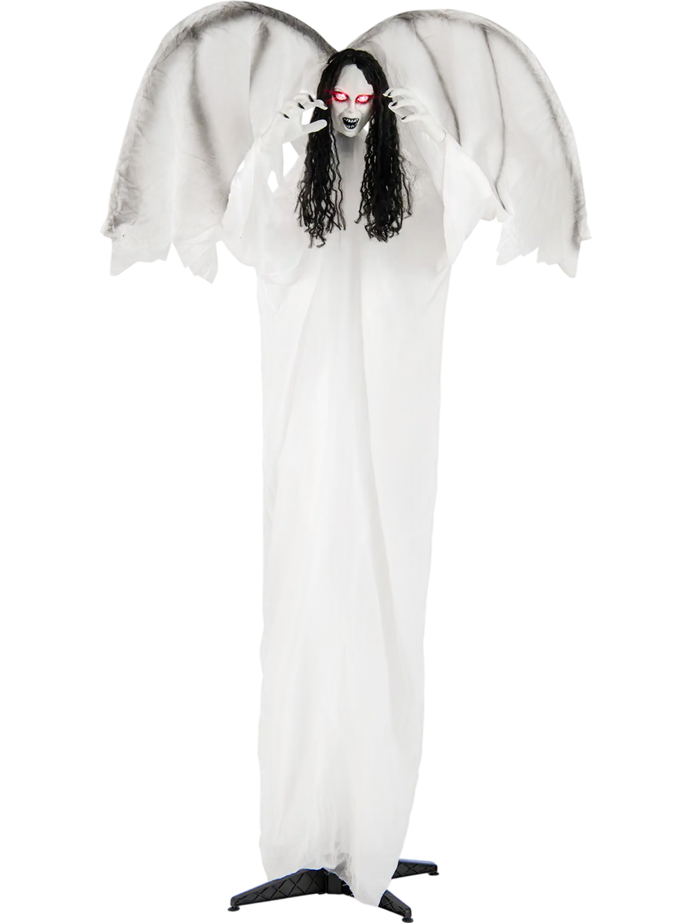 6.6 Feet Halloween Animatronic Standing Angel with Sound-Activated Light-up Eyes and Flapping Wings