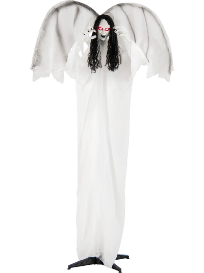 Costway 6.6' Halloween Animatronic Standing Angel Light-Up Eyes Flapping Wings 23843162 New